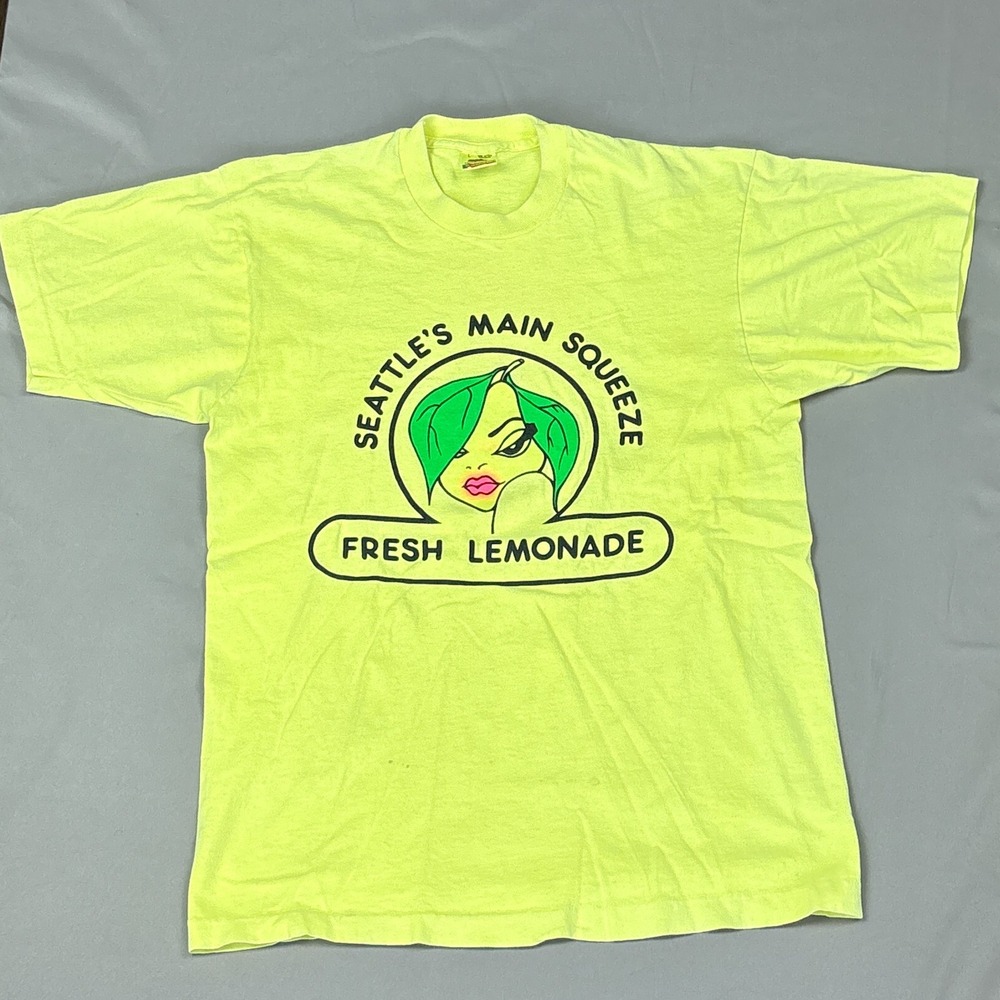 VTG 90s Seattle's Main Squeeze Large T-Shirt Frankfurter Single Stitch